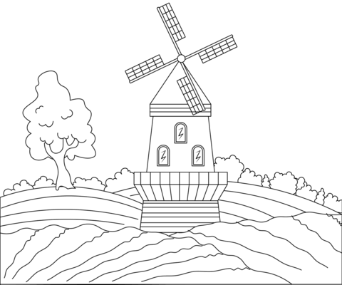 Windmill From Structures Coloring Page